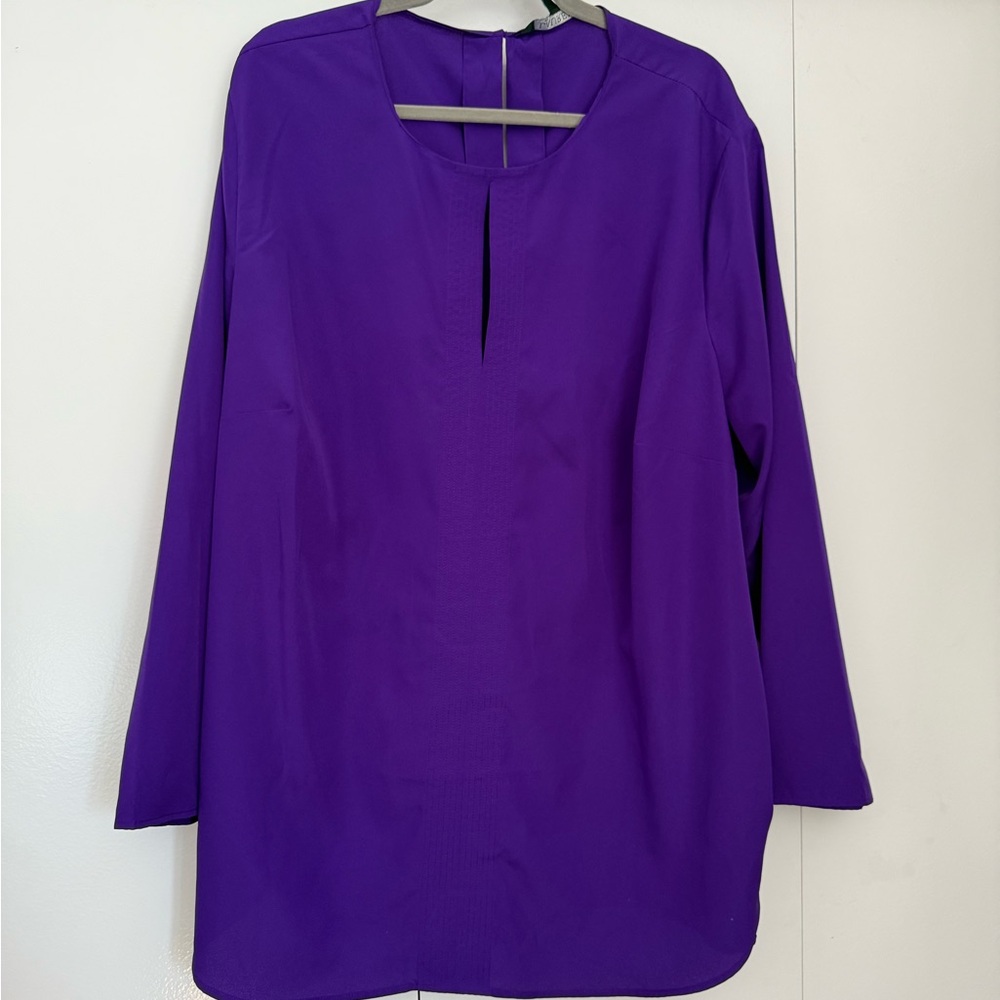 Elegant Lauren by Ralph Lauren Plus Purple Women's Tunic Top